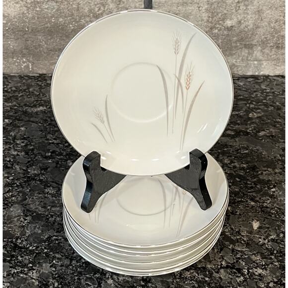 7 Vintage Platinum Wheat 5 3/4” Saucers Fine China of Japan - Picture 2 of 5